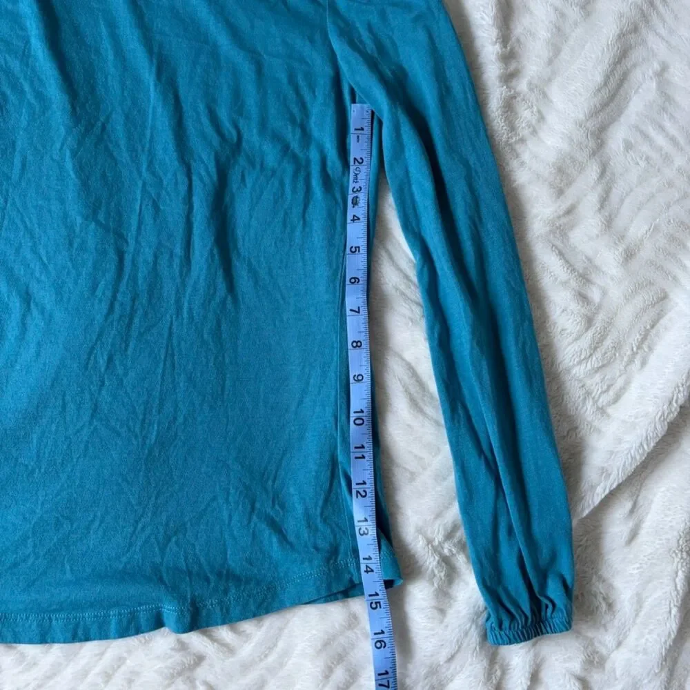 Boden Teal Blue Puff Sleeve Long Sleeve Top Size US 2 / UK 6
